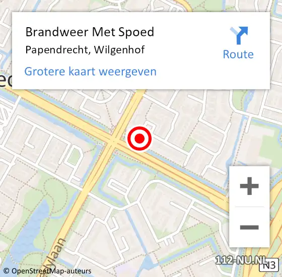 Locatie op kaart van de 112 melding: Brandweer Met Spoed Naar Papendrecht, Wilgenhof op 16 mei 2024 16:09