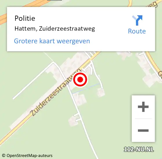 Locatie op kaart van de 112 melding: Politie Hattem, Zuiderzeestraatweg op 16 mei 2024 16:18
