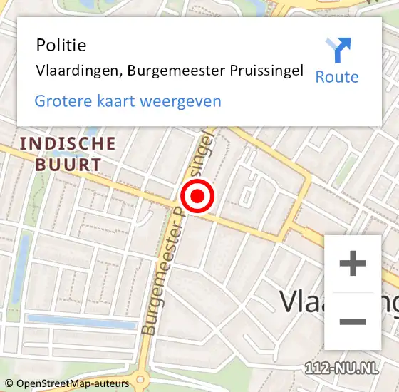 Locatie op kaart van de 112 melding: Politie Vlaardingen, Burgemeester Pruissingel op 16 mei 2024 16:44