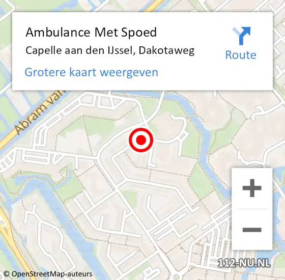 Locatie op kaart van de 112 melding: Ambulance Met Spoed Naar Capelle aan den IJssel, Dakotaweg op 16 mei 2024 16:47