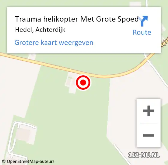 Locatie op kaart van de 112 melding: Trauma helikopter Met Grote Spoed Naar Hedel, Achterdijk op 16 mei 2024 16:52