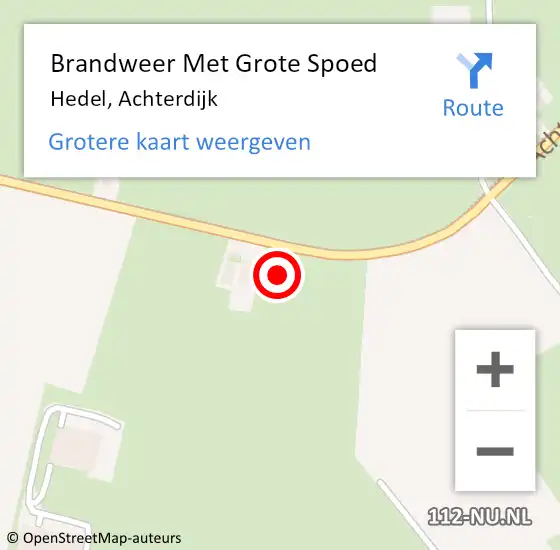 Locatie op kaart van de 112 melding: Brandweer Met Grote Spoed Naar Hedel, Achterdijk op 16 mei 2024 16:52