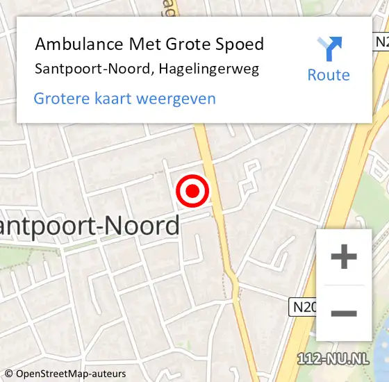 Locatie op kaart van de 112 melding: Ambulance Met Grote Spoed Naar Santpoort-Noord, Hagelingerweg op 16 mei 2024 16:55