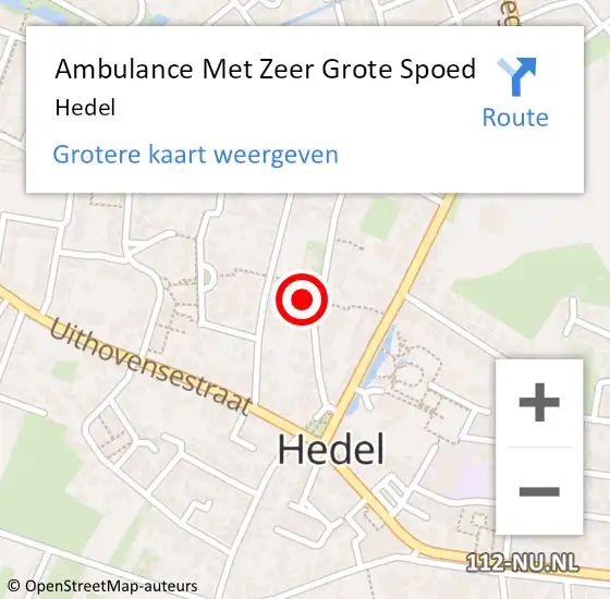 Locatie op kaart van de 112 melding: Ambulance Met Zeer Grote Spoed Naar Hedel op 16 mei 2024 16:55
