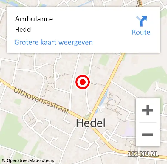 Locatie op kaart van de 112 melding: Ambulance Hedel op 16 mei 2024 16:55