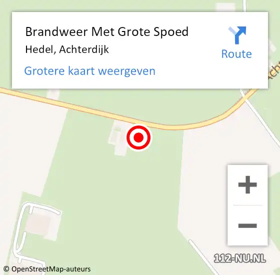 Locatie op kaart van de 112 melding: Brandweer Met Grote Spoed Naar Hedel, Achterdijk op 16 mei 2024 17:00