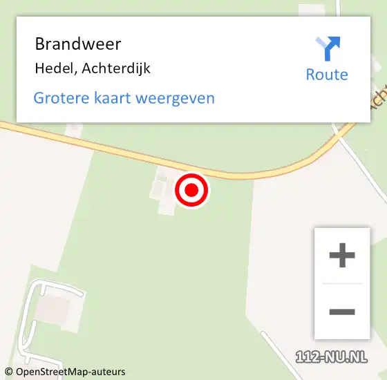 Locatie op kaart van de 112 melding: Brandweer Hedel, Achterdijk op 16 mei 2024 17:07