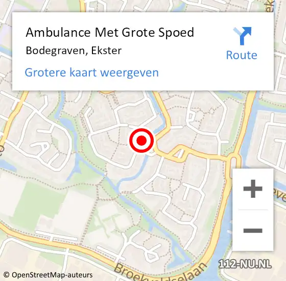 Locatie op kaart van de 112 melding: Ambulance Met Grote Spoed Naar Bodegraven, Ekster op 16 mei 2024 17:12