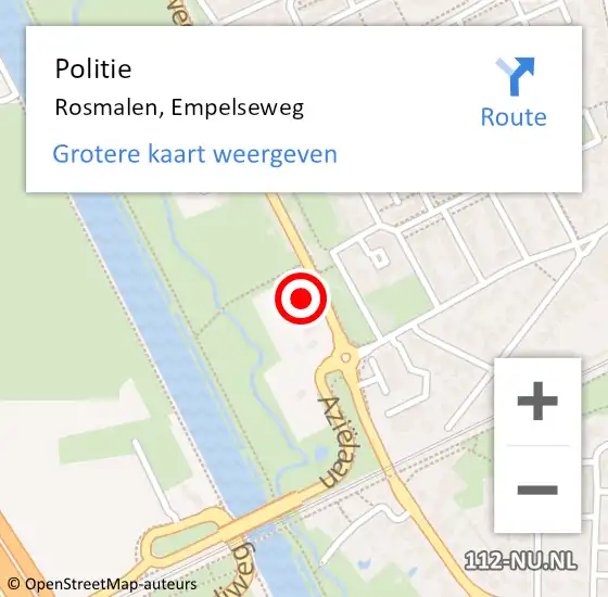 Locatie op kaart van de 112 melding: Politie Rosmalen, Empelseweg op 16 mei 2024 17:16