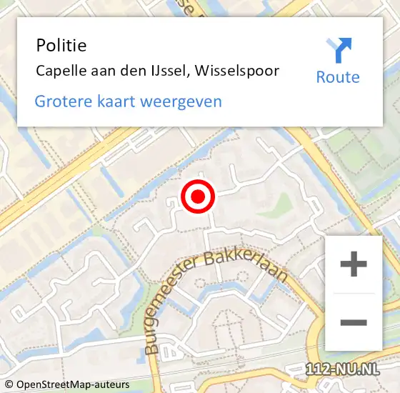 Locatie op kaart van de 112 melding: Politie Capelle aan den IJssel, Wisselspoor op 16 mei 2024 17:19