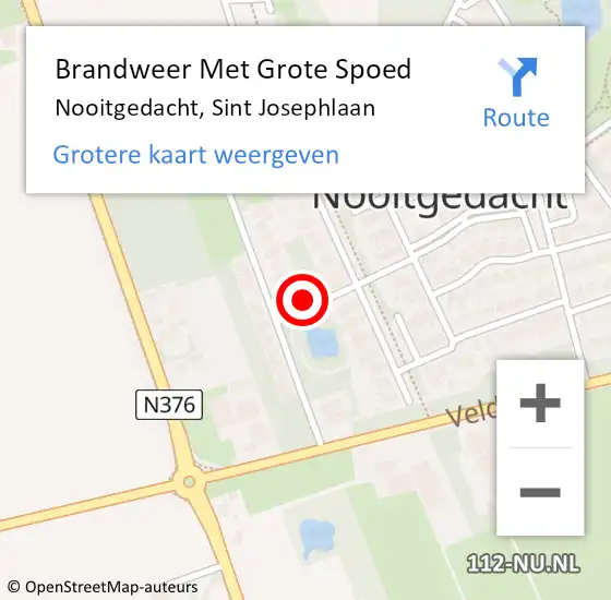 Locatie op kaart van de 112 melding: Brandweer Met Grote Spoed Naar Nooitgedacht, Sint Josephlaan op 16 mei 2024 17:20