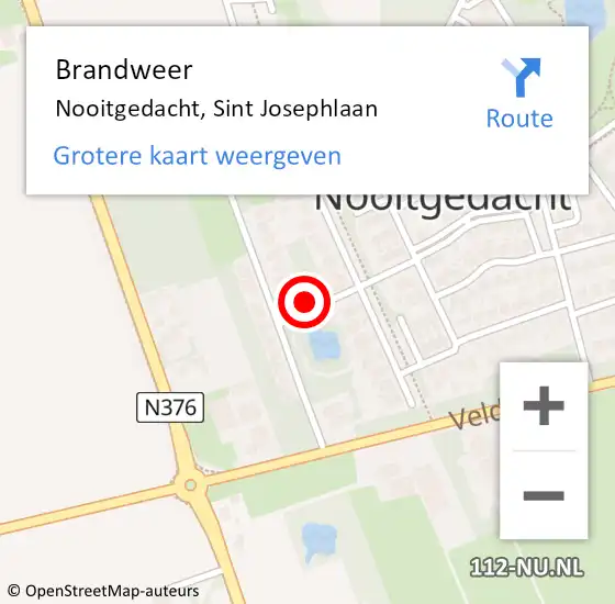 Locatie op kaart van de 112 melding: Brandweer Nooitgedacht, Sint Josephlaan op 16 mei 2024 17:22