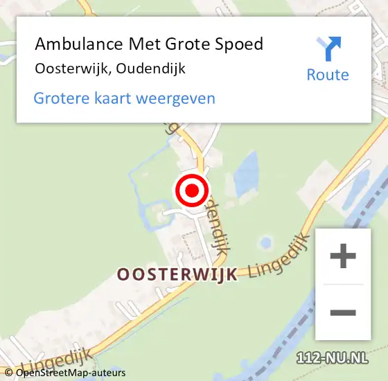 Locatie op kaart van de 112 melding: Ambulance Met Grote Spoed Naar Oosterwijk, Oudendijk op 16 mei 2024 17:25