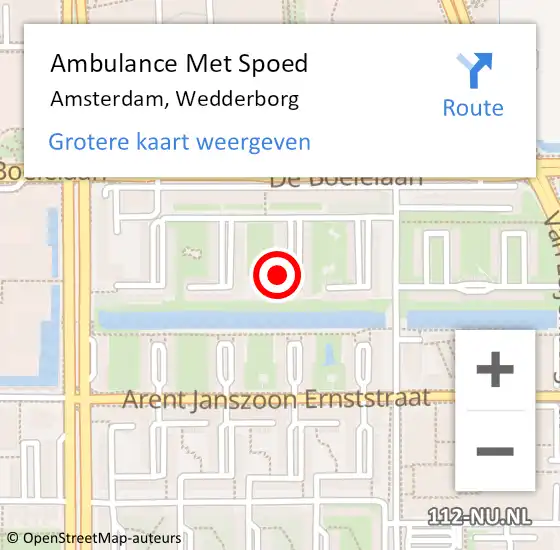 Locatie op kaart van de 112 melding: Ambulance Met Spoed Naar Amsterdam, Wedderborg op 16 mei 2024 17:27