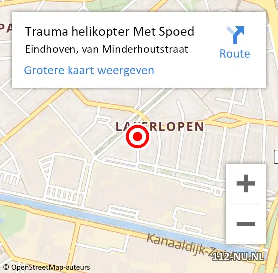 Locatie op kaart van de 112 melding: Trauma helikopter Met Spoed Naar Eindhoven, van Minderhoutstraat op 16 mei 2024 17:32