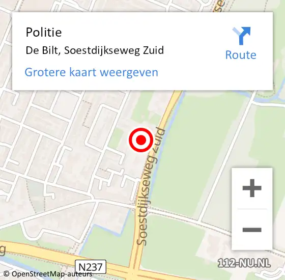 Locatie op kaart van de 112 melding: Politie De Bilt, Soestdijkseweg Zuid op 16 mei 2024 17:34