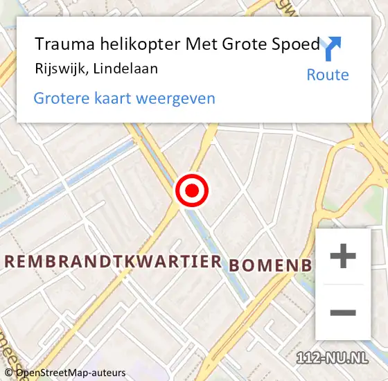 Locatie op kaart van de 112 melding: Trauma helikopter Met Grote Spoed Naar Rijswijk, Lindelaan op 16 mei 2024 17:34