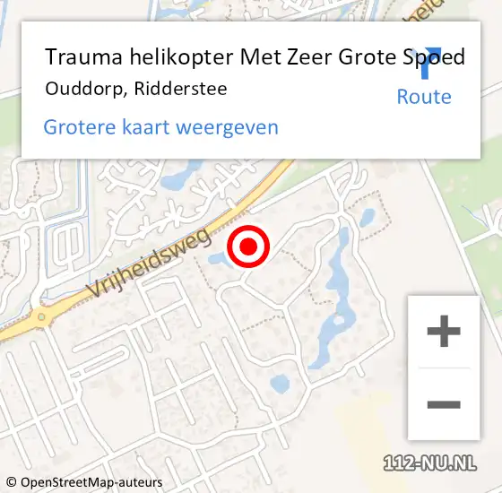 Locatie op kaart van de 112 melding: Trauma helikopter Met Zeer Grote Spoed Naar Ouddorp, Ridderstee op 16 mei 2024 17:35