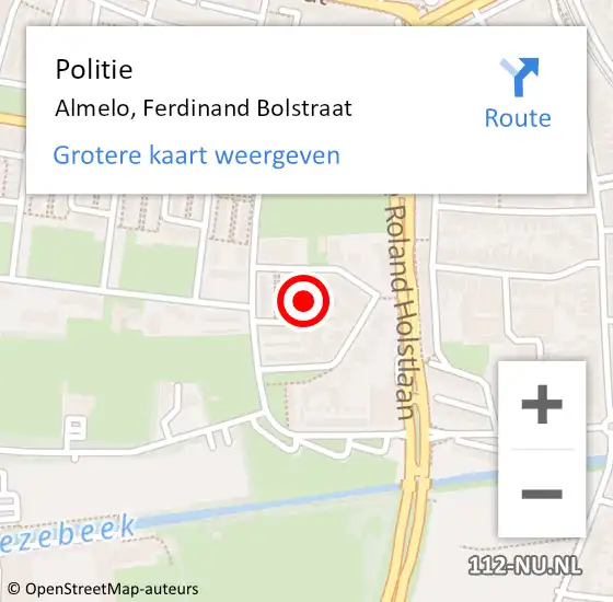 Locatie op kaart van de 112 melding: Politie Almelo, Ferdinand Bolstraat op 16 mei 2024 17:36