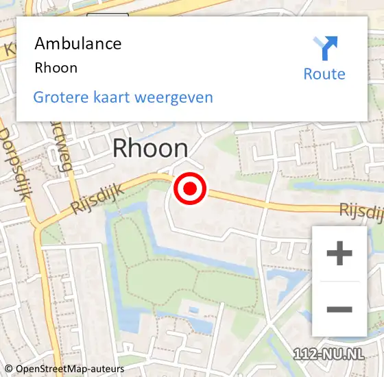 Locatie op kaart van de 112 melding: Ambulance Rhoon op 16 mei 2024 17:53