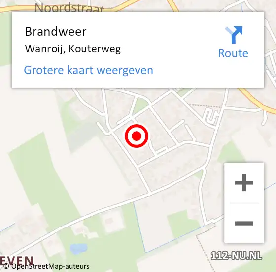 Locatie op kaart van de 112 melding: Brandweer Wanroij, Kouterweg op 16 mei 2024 17:54