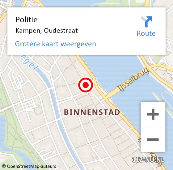 Locatie op kaart van de 112 melding: Politie Kampen, Oudestraat op 16 mei 2024 17:55