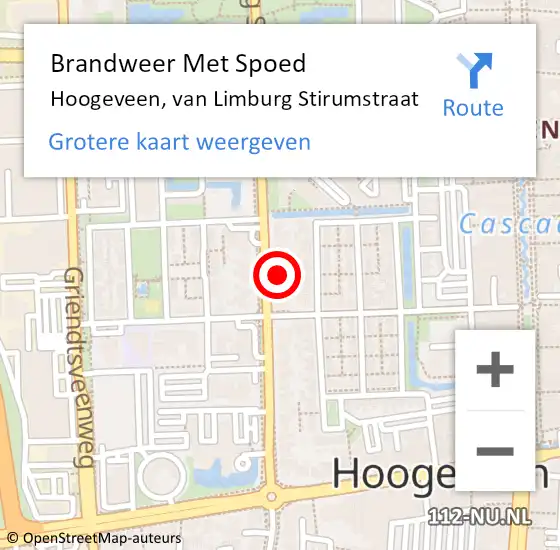 Locatie op kaart van de 112 melding: Brandweer Met Spoed Naar Hoogeveen, van Limburg Stirumstraat op 16 mei 2024 17:58