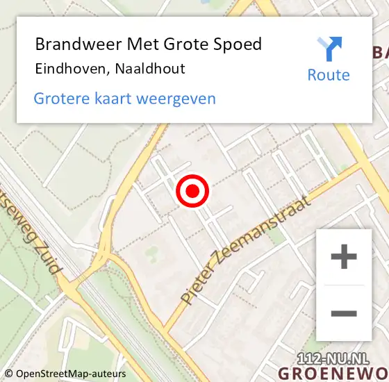 Locatie op kaart van de 112 melding: Brandweer Met Grote Spoed Naar Eindhoven, Naaldhout op 16 mei 2024 18:04