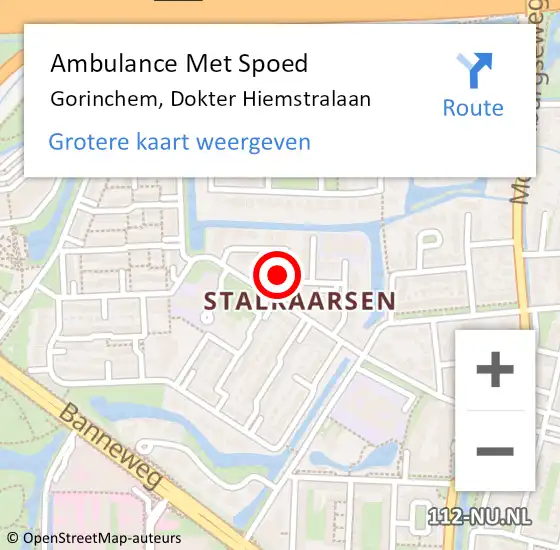 Locatie op kaart van de 112 melding: Ambulance Met Spoed Naar Gorinchem, Dokter Hiemstralaan op 16 mei 2024 18:08