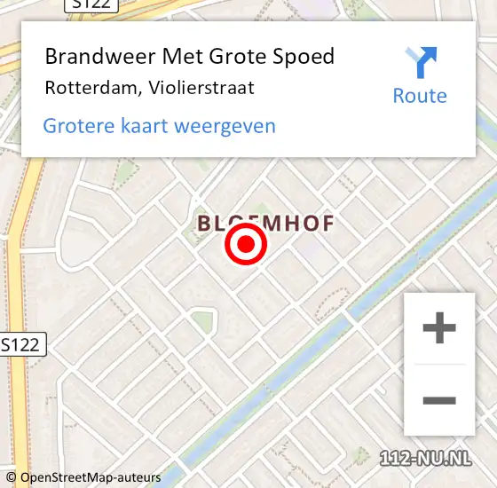 Locatie op kaart van de 112 melding: Brandweer Met Grote Spoed Naar Rotterdam, Violierstraat op 16 mei 2024 18:26