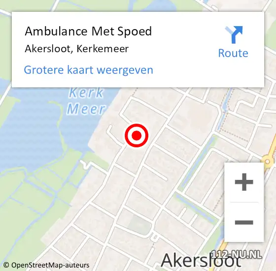 Locatie op kaart van de 112 melding: Ambulance Met Spoed Naar Akersloot, Kerkemeer op 16 mei 2024 18:26