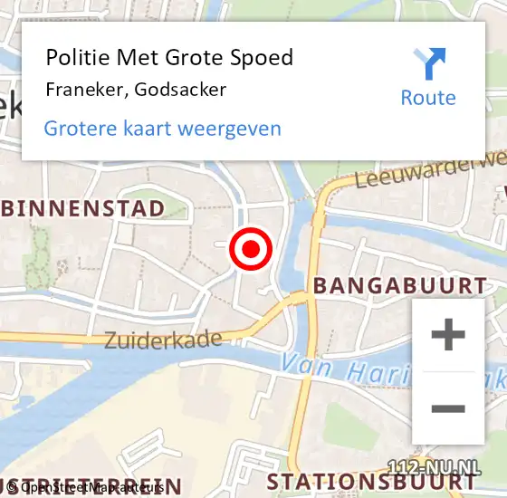 Locatie op kaart van de 112 melding: Politie Met Grote Spoed Naar Franeker, Godsacker op 16 mei 2024 18:29