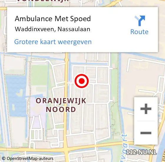 Locatie op kaart van de 112 melding: Ambulance Met Spoed Naar Waddinxveen, Nassaulaan op 16 mei 2024 18:46