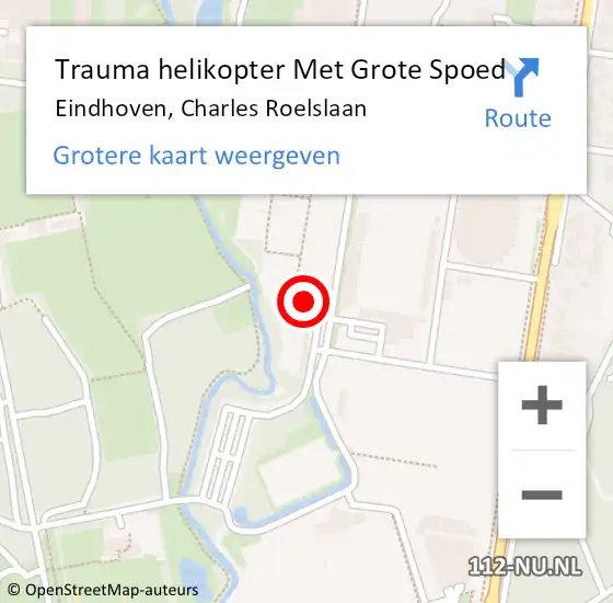Locatie op kaart van de 112 melding: Trauma helikopter Met Grote Spoed Naar Eindhoven, Charles Roelslaan op 16 mei 2024 18:46