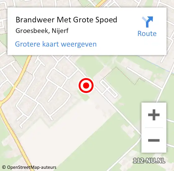 Locatie op kaart van de 112 melding: Brandweer Met Grote Spoed Naar Groesbeek, Nijerf op 16 mei 2024 18:48