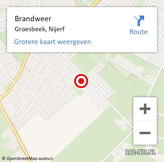 Locatie op kaart van de 112 melding: Brandweer Groesbeek, Nijerf op 16 mei 2024 19:07