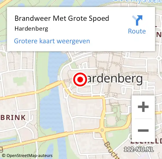 Locatie op kaart van de 112 melding: Brandweer Met Grote Spoed Naar Hardenberg op 16 mei 2024 19:21