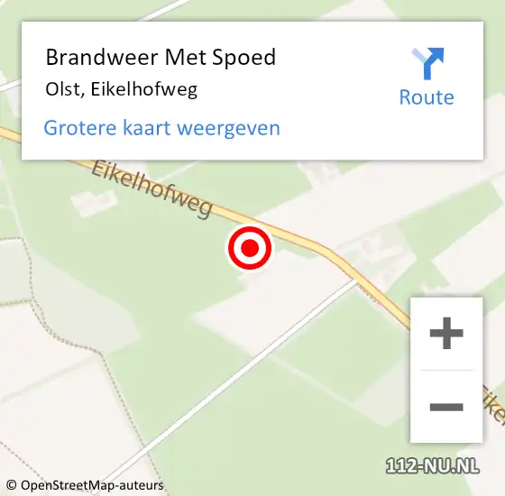 Locatie op kaart van de 112 melding: Brandweer Met Spoed Naar Olst, Eikelhofweg op 16 mei 2024 19:36