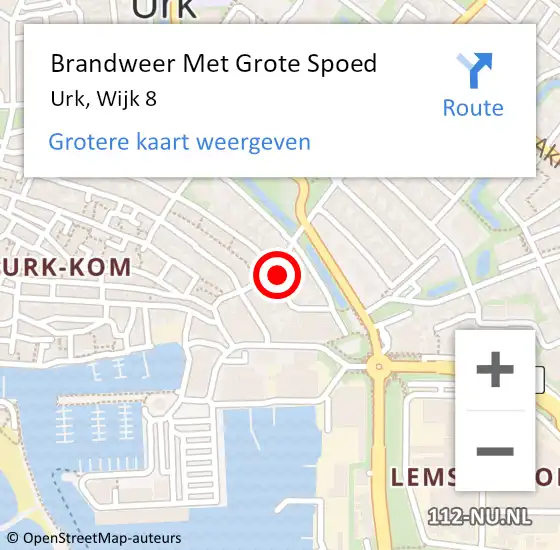 Locatie op kaart van de 112 melding: Brandweer Met Grote Spoed Naar Urk, Wijk 8 op 16 mei 2024 19:40