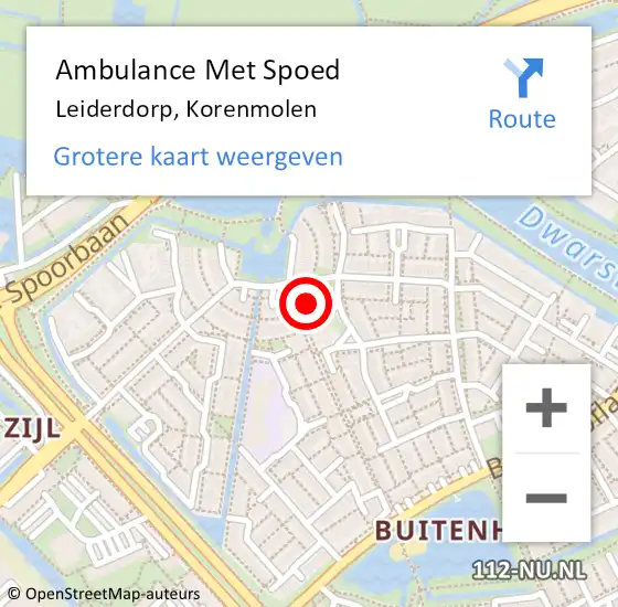 Locatie op kaart van de 112 melding: Ambulance Met Spoed Naar Leiderdorp, Korenmolen op 16 mei 2024 19:46