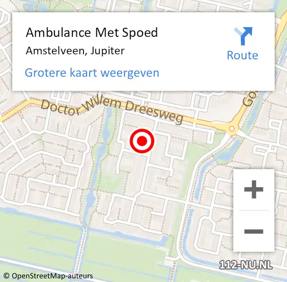 Locatie op kaart van de 112 melding: Ambulance Met Spoed Naar Amstelveen, Jupiter op 16 mei 2024 19:51