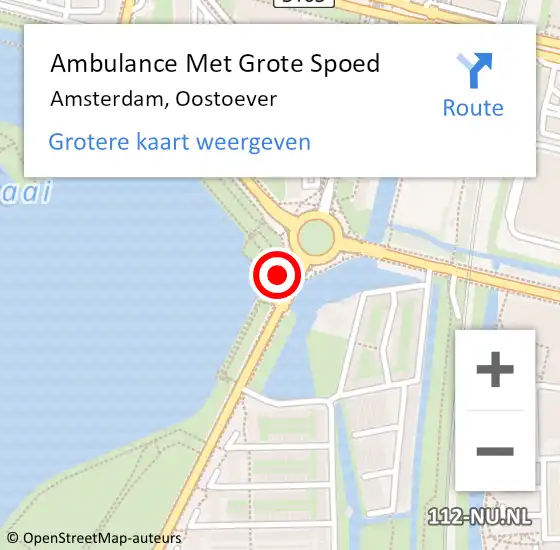 Locatie op kaart van de 112 melding: Ambulance Met Grote Spoed Naar Amsterdam, Oostoever op 16 mei 2024 19:54