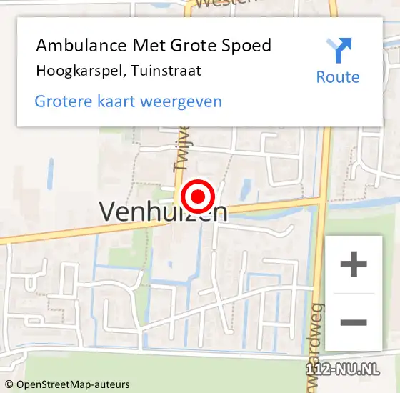 Locatie op kaart van de 112 melding: Ambulance Met Grote Spoed Naar Hoogkarspel, Tuinstraat op 16 mei 2024 19:56