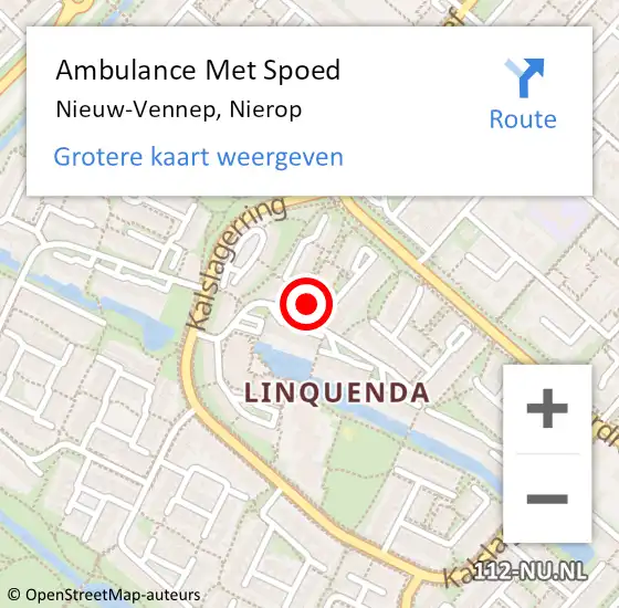 Locatie op kaart van de 112 melding: Ambulance Met Spoed Naar Nieuw-Vennep, Nierop op 16 mei 2024 20:03