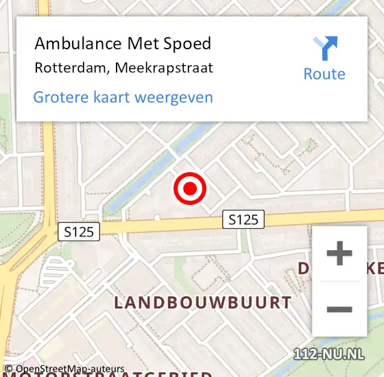 Locatie op kaart van de 112 melding: Ambulance Met Spoed Naar Rotterdam, Meekrapstraat op 16 mei 2024 20:08
