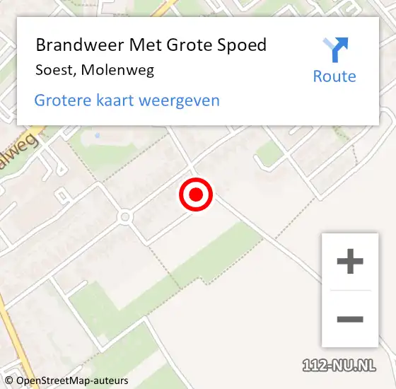 Locatie op kaart van de 112 melding: Brandweer Met Grote Spoed Naar Soest, Molenweg op 16 mei 2024 20:11