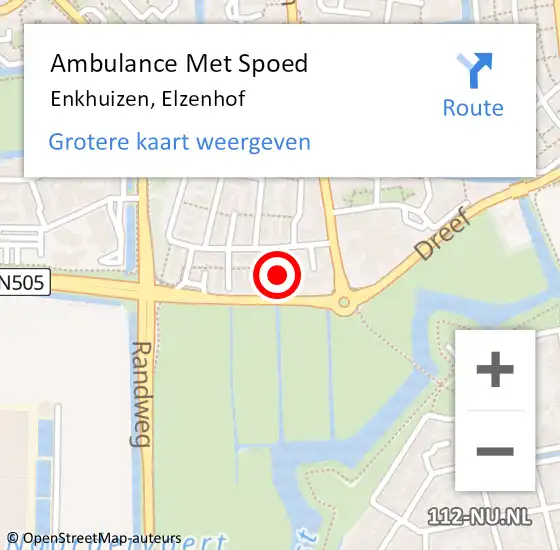 Locatie op kaart van de 112 melding: Ambulance Met Spoed Naar Enkhuizen, Elzenhof op 16 mei 2024 20:18
