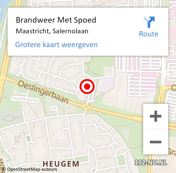 Locatie op kaart van de 112 melding: Brandweer Met Spoed Naar Maastricht, Salernolaan op 16 mei 2024 20:25