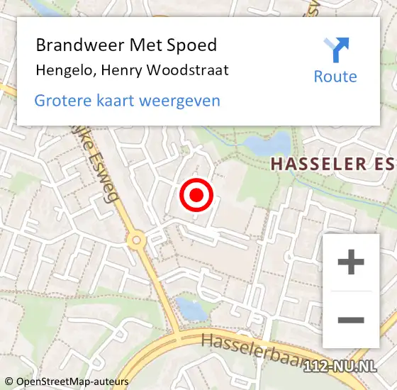 Locatie op kaart van de 112 melding: Brandweer Met Spoed Naar Hengelo, Henry Woodstraat op 16 mei 2024 20:33