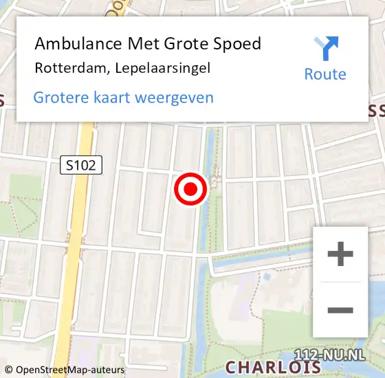 Locatie op kaart van de 112 melding: Ambulance Met Grote Spoed Naar Rotterdam, Lepelaarsingel op 16 mei 2024 20:42